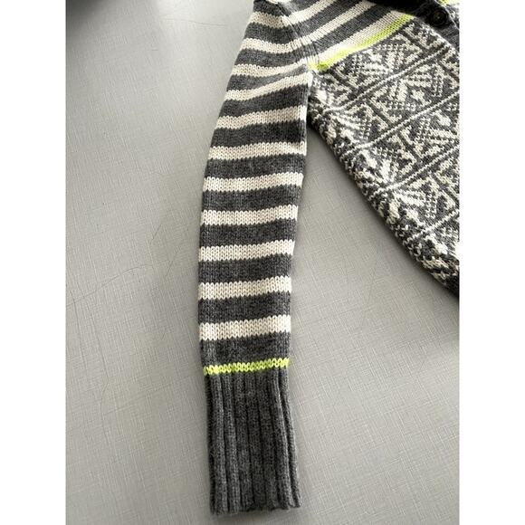 Gap Sz L Shawl Collar Cardigan Sweater Gray Lambswool Nordic Festive Holiday Ski - Picture 7 of 13